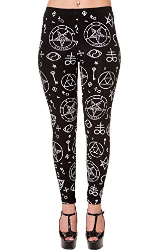 Banned Fünfzack Okkult Symbole Schwarz Alternative Leggings - Schwarz, 44 von Banned Apparel