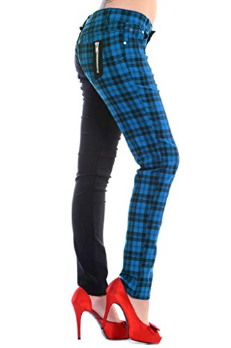 Banned Tartan Karo Emo Punk Geteilte Beine Blau Enge Hose Für Damen - (M - 38) von Banned Apparel