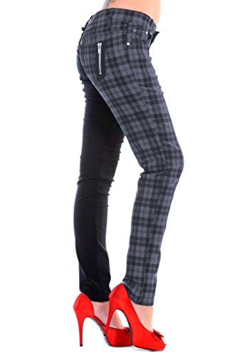 Banned Tartan Karo Emo Punk Geteilte Beine Grau Enge Hose Für Damen - (M - 38) von Banned Apparel