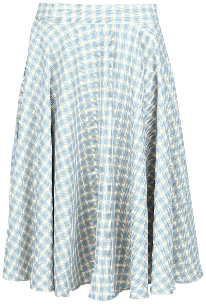 Banned Retro Cary Blue Check Skirt Mittellanger Rock blau weiß in XXL von Banned Retro