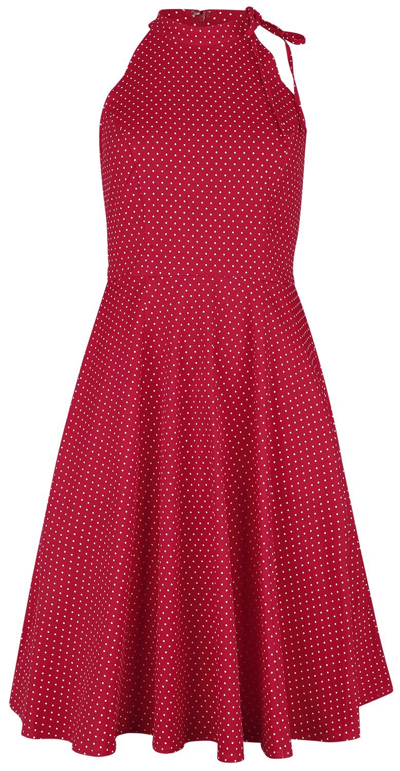 Banned Retro Hattie Halter Spot Dress Mittellanges Kleid rot weiß in XL von Banned Retro