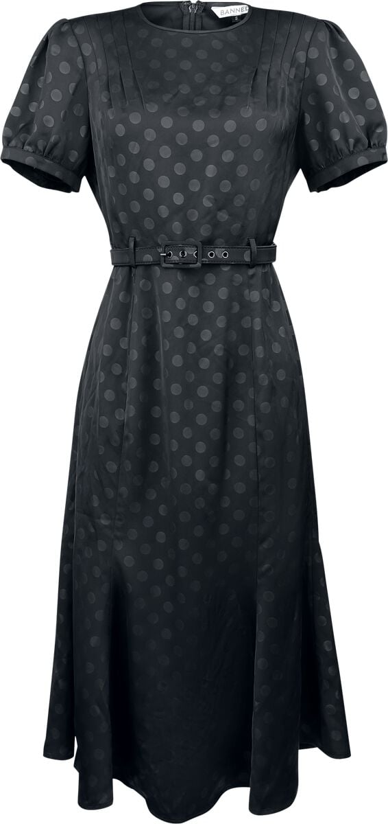 Banned Retro Iris Polka Dot Dress Langes Kleid schwarz in XXL von Banned Retro