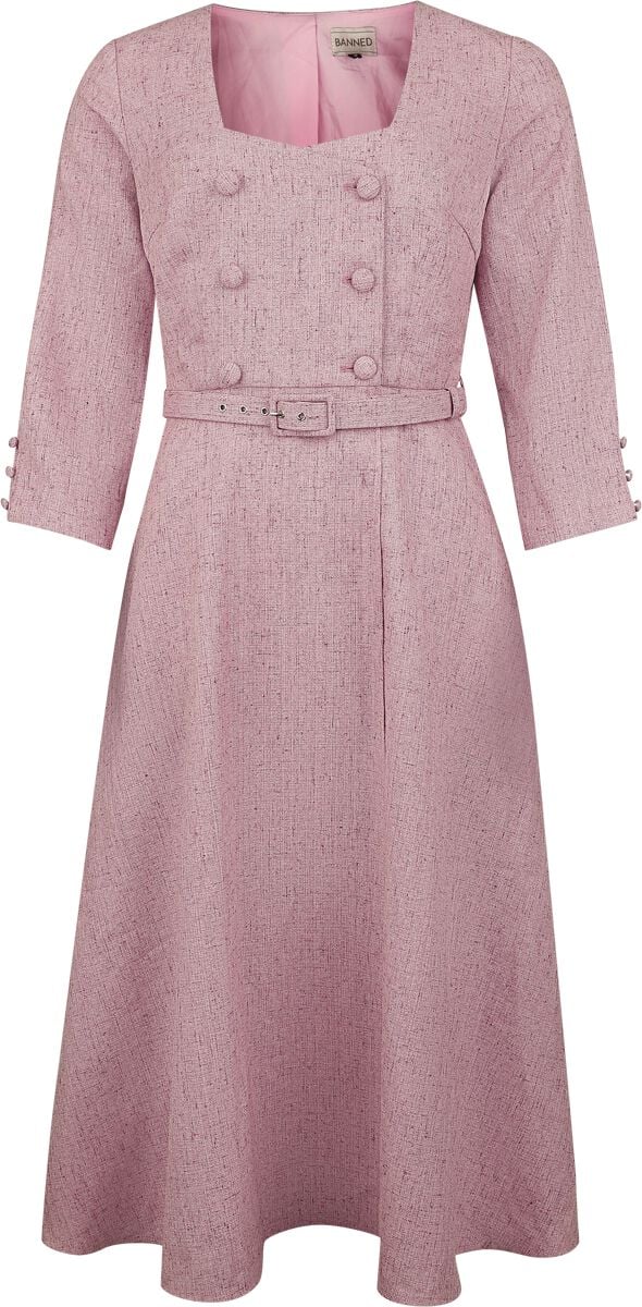 Banned Retro Isobel Dress Mittellanges Kleid rosa in XL von Banned Retro
