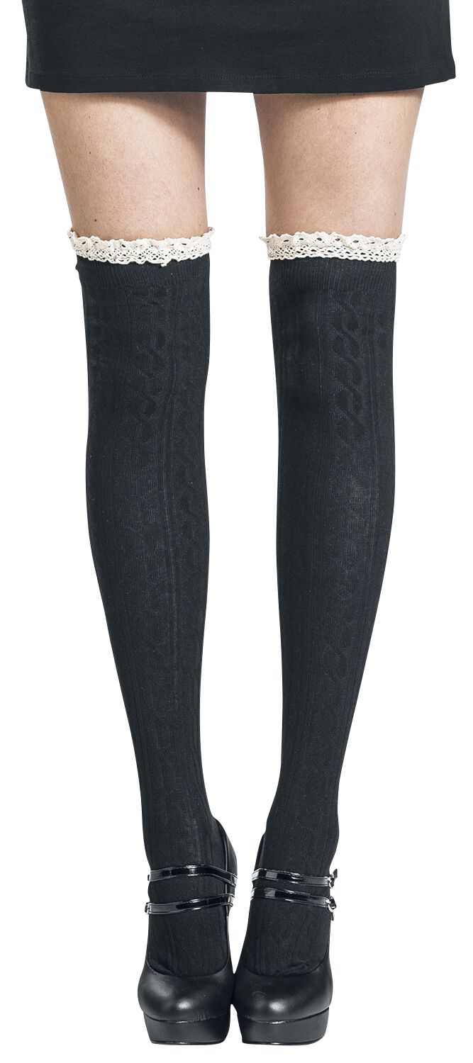 Banned Retro Mina Knee High Socks Kniestrümpfe schwarz in Standard von Banned Retro