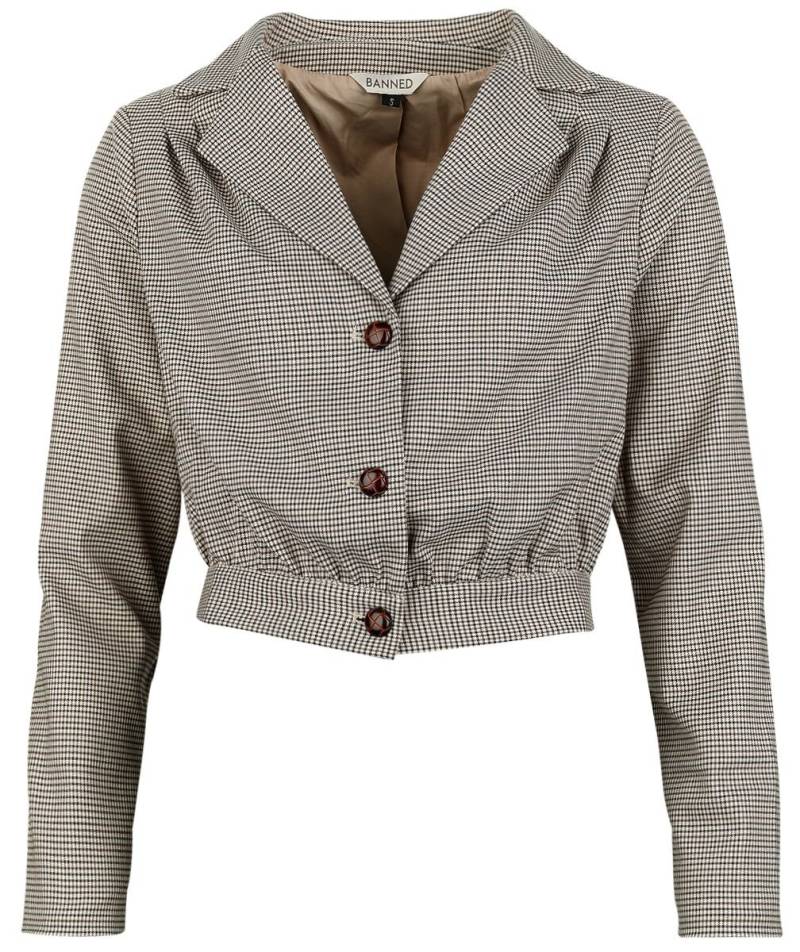 Banned Retro Robin Houndstoot Jacket Blazer braun in S von Banned Retro