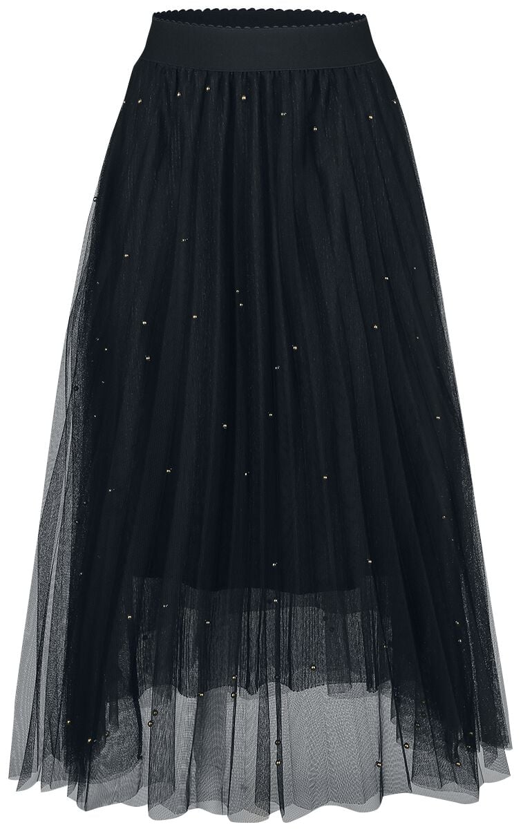 Banned Retro Rock knielang - Sophia Stud Net Skirt - S-M bis L-XL - für Damen - Größe S-M - schwarz von Banned Retro