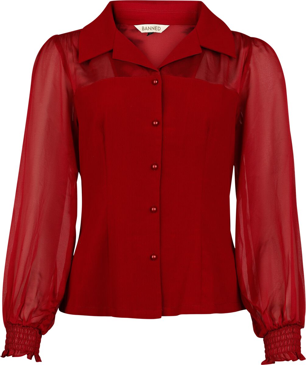 Banned Retro - Rockabilly Bluse - Bonnie Blouse - XS bis XXL - für Damen - Größe L - rot von Banned Retro
