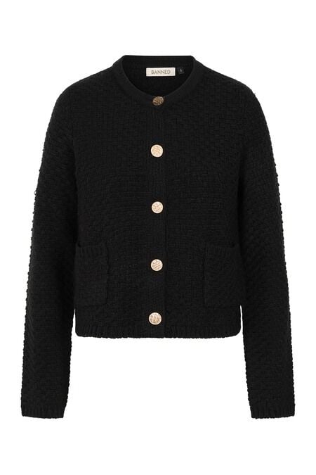Banned Retro - Rockabilly Cardigan - Victoria Wool Mix Cardigan - S bis 4XL - für Damen - Größe S - schwarz von Banned Retro