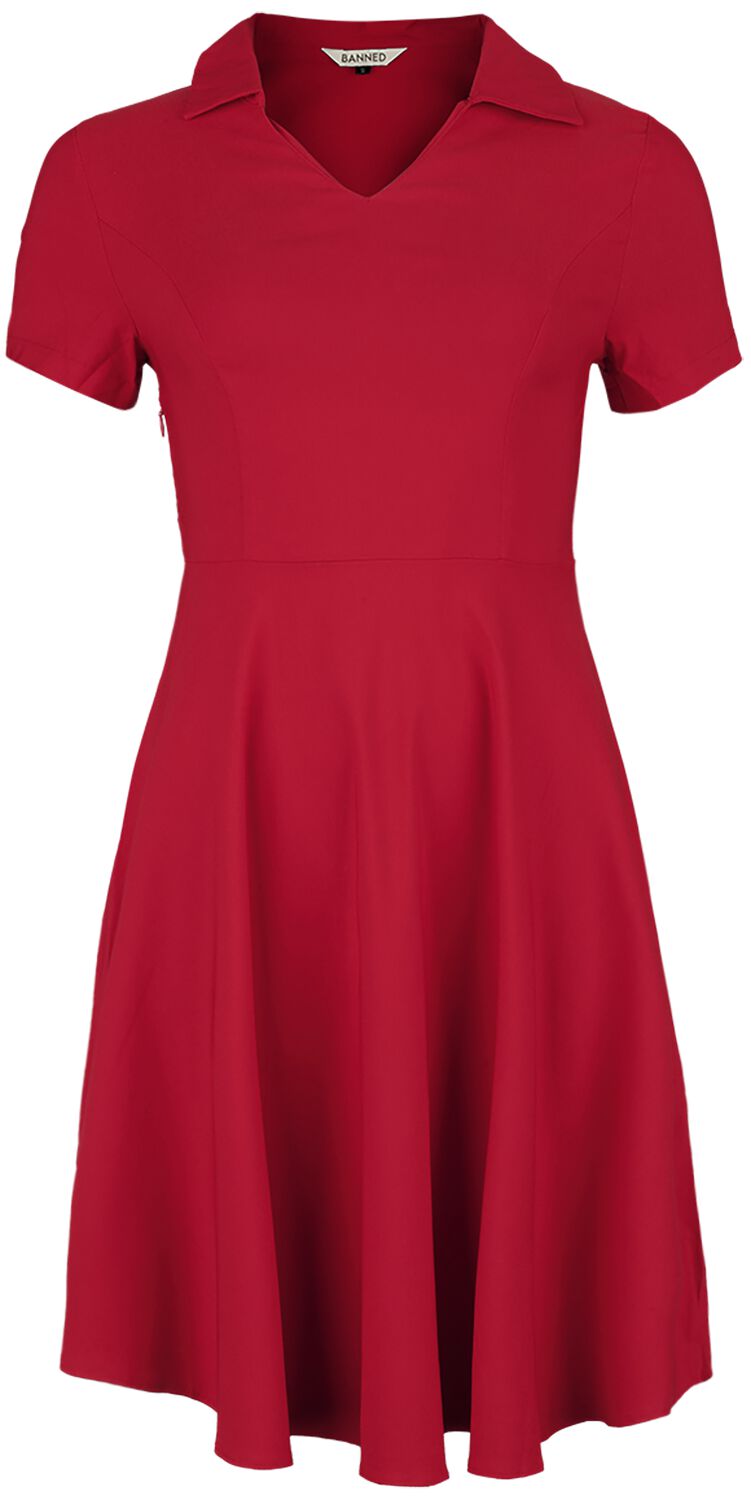 Banned Retro - Rockabilly Kleid knielang - Wonder Fit & Flare Dress - XS bis 4XL - für Damen - Größe 4XL - rot von Banned Retro