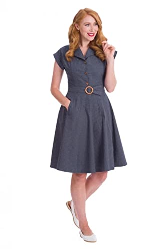 Banned Retro Spot Perfection Fit & Flare Dress Frauen Mittellanges Kleid Navy L von Banned Retro