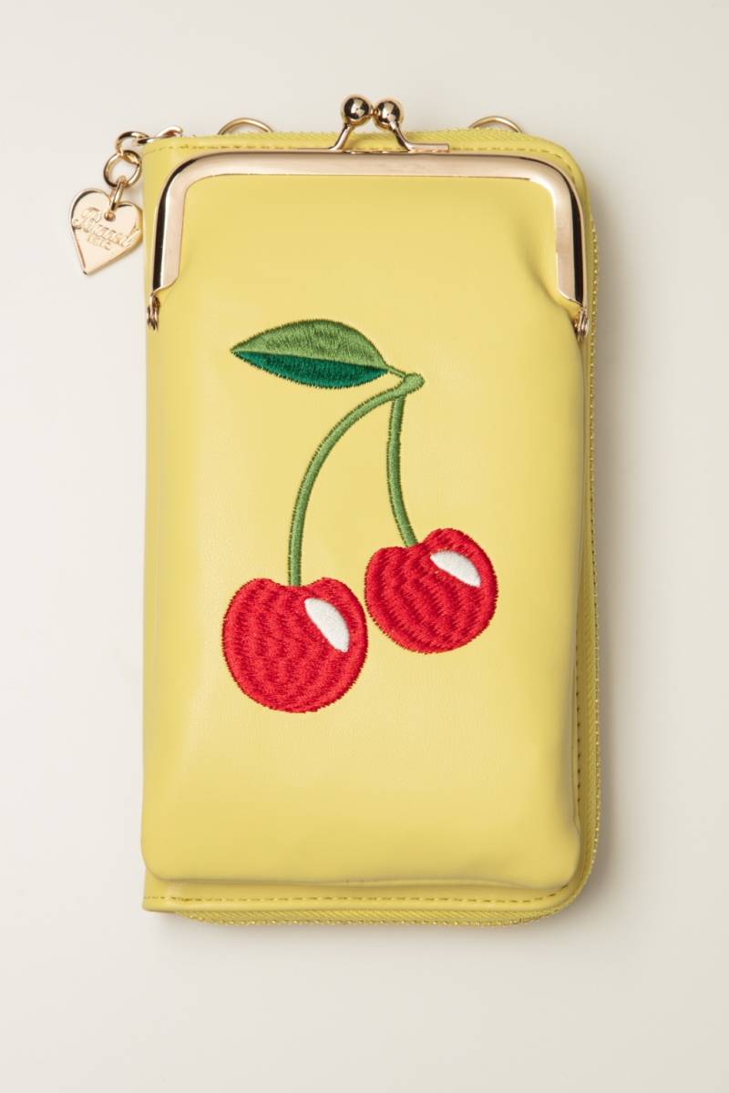 Cherry Pie Handytasche in Gelb von Banned Retro