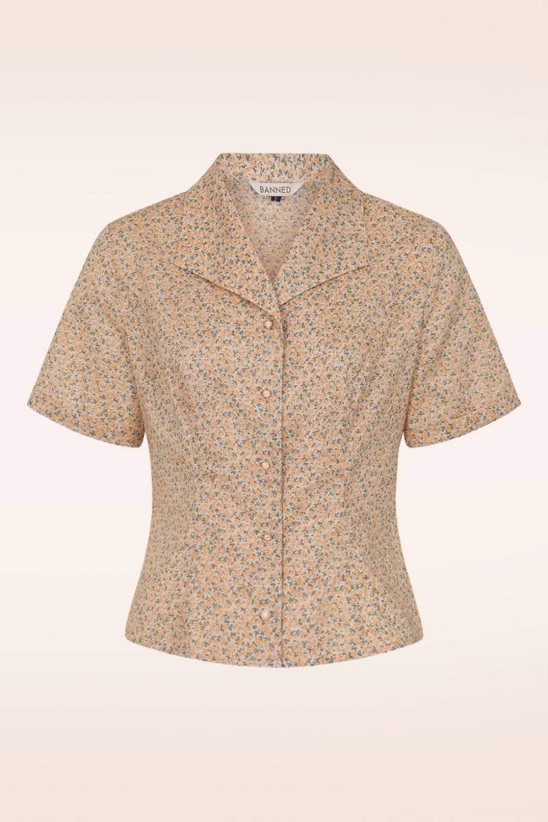 Gloria Wild Flower Bluse in Gelb von Banned Retro