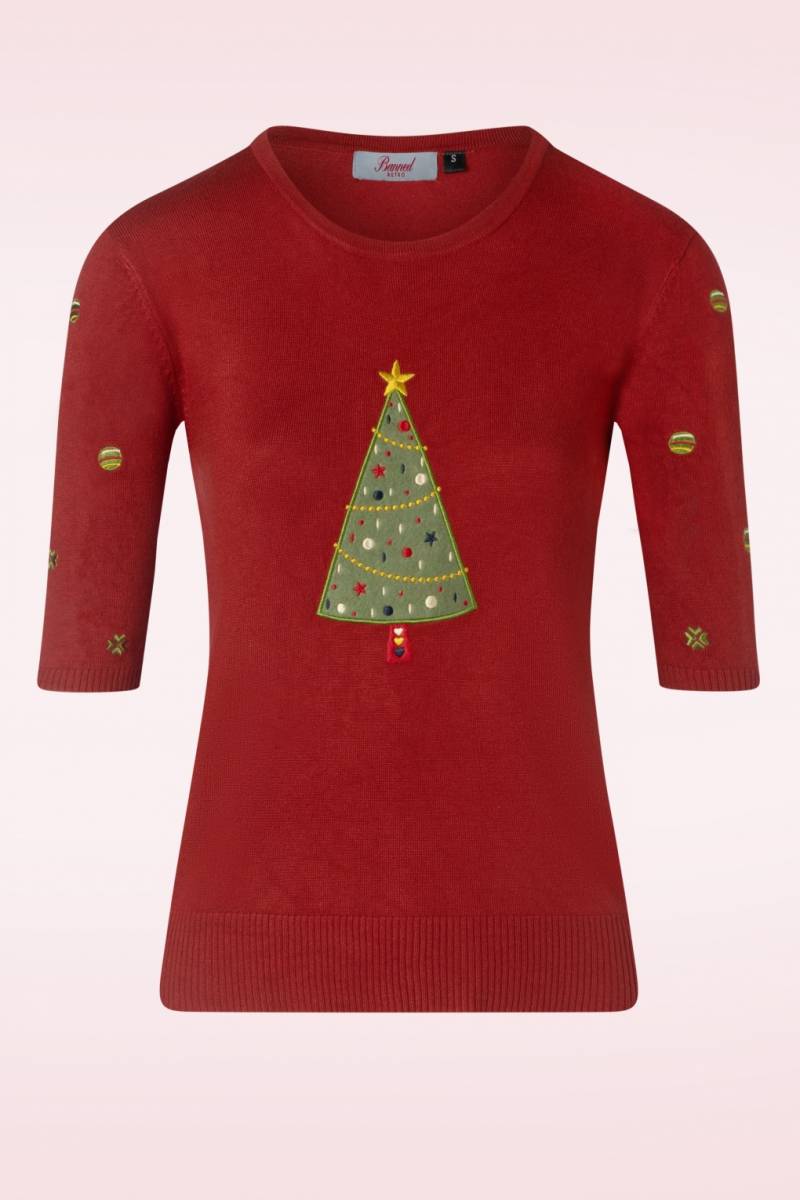 Scandi Tree Holiday Cheer Pullover in Rot von Banned Retro