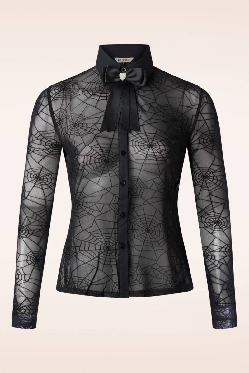 Tangles in Paradise Bluse in Schwarz von Banned Retro