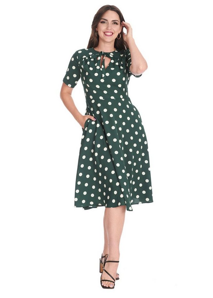 Banned A-Linien-Kleid Retro Swingkleid Set Sail Grün Vintage Polka Dot Dress 50s Pünktchen Kleid von Banned