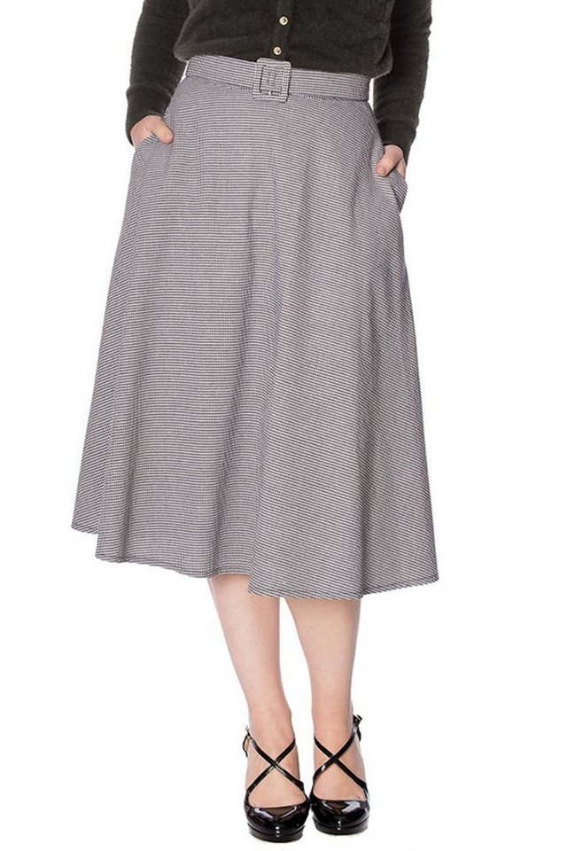 Banned A-Linien-Rock Betty Hahnentritt Muster Retro Vintage Swing Skirt von Banned