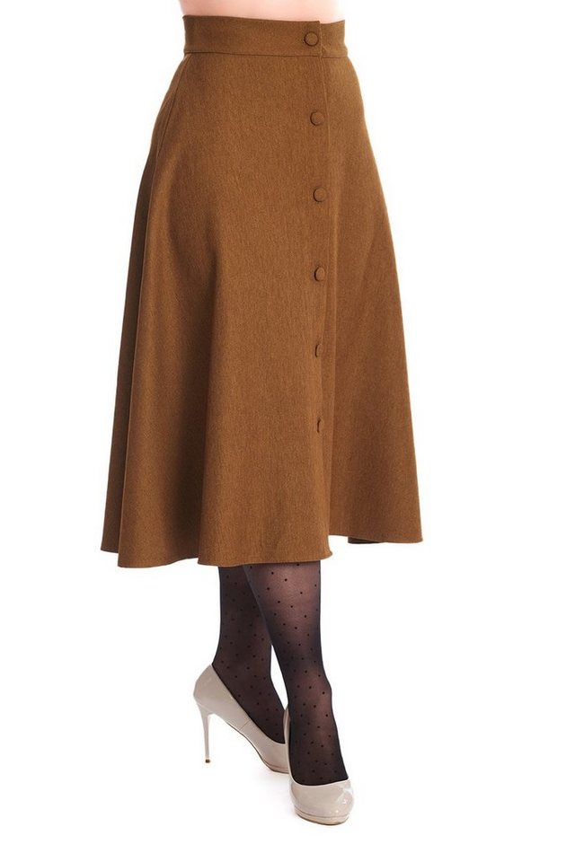 Banned A-Linien-Rock Book Worm Khaki Retro Vintage Swing Skirt von Banned