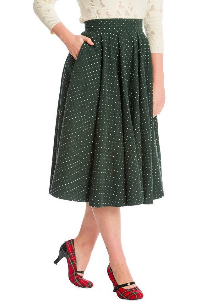 Banned A-Linien-Rock Cosy Spot Grün Retro Vintage Swing Skirt von Banned