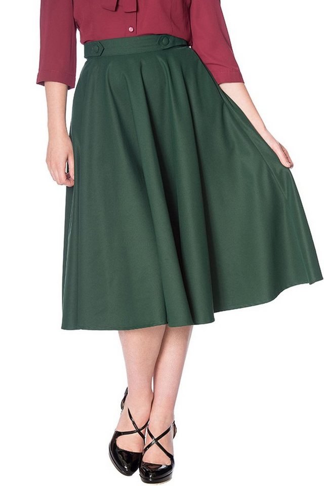 Banned A-Linien-Rock Di Di Plain Grün Retro Vintage Swing Skirt von Banned