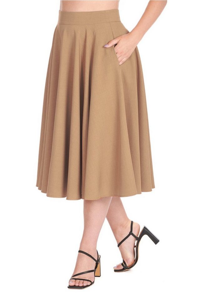 Banned A-Linien-Rock Sway Swing Tan Retro Vintage Skirt von Banned