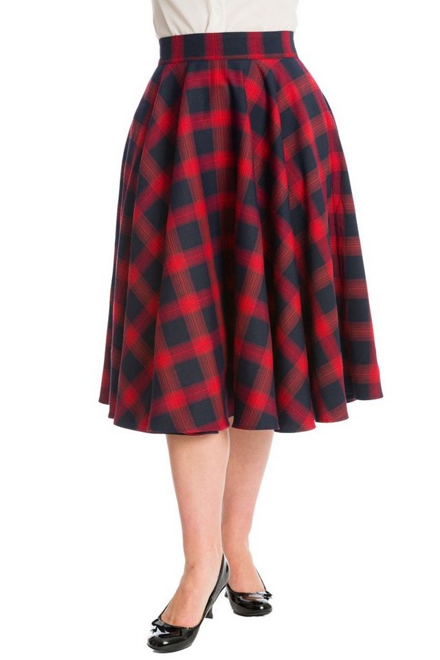 Banned A-Linien-Rock Sweet Check Rot Kariert Retro Vintage Swing Skirt von Banned