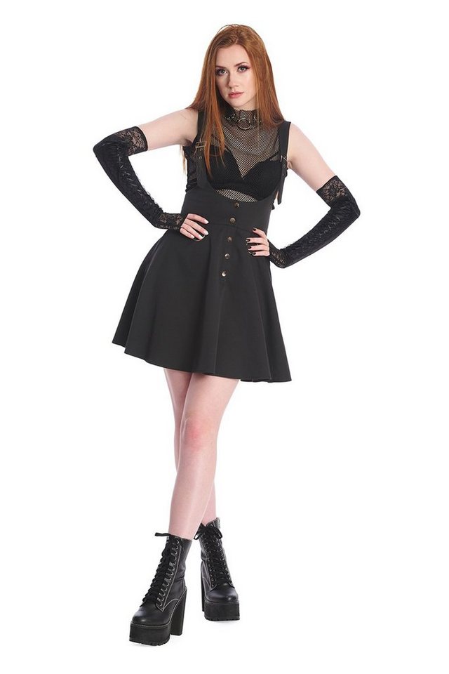 Banned A-Linien-Rock Valeria Gothic Punk Pinafore Skirt von Banned