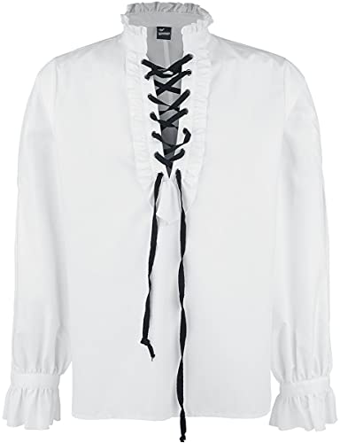 Banned Alternative Rüschenhemd mit Schnürung Männer Langarmhemd weiß XL von Banned