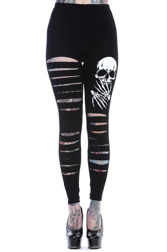 Banned Alternative Slashed Skull Frauen Leggings schwarz M von Banned Apparel