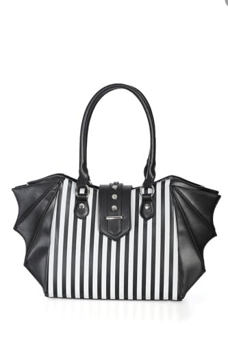 Banned Annabelle Handtasche Flügel der Fledermaus Halloween Gotisch Gestreift von Banned