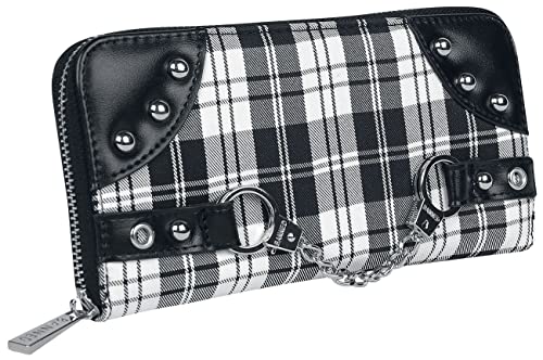 Banned Apparel Handcuffs Red Tartan Plaid Punk Goth Skull Zip Around Wallet von Banned