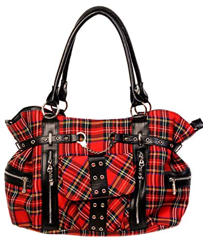 Banned Apparel Rockabilly Schottenkaro/kariert Schulter Handtasche - rot Schottenkaro, Einheitsgröße von Banned