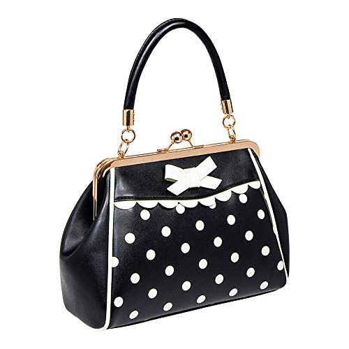 Banned Apparel verrückt Vintage 50s Rockabilly gepunktet retro Handtasche - Schwarz/Weiß von Banned