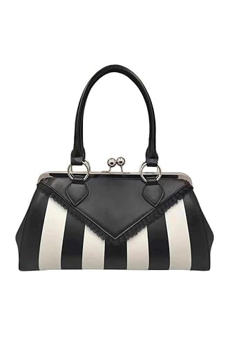 Banned Beautiful Blues Gestreifte Handtasche – Gothic Rockabilly Retro Geldbörse für Damen von Banned