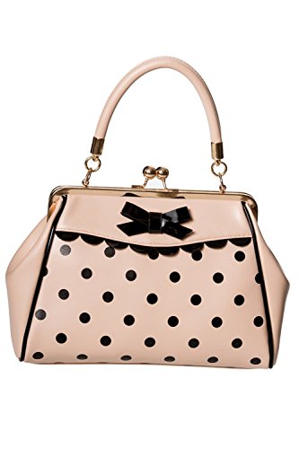 Banned Crazy Little Thing Vintage Bag 50er Jahre Rockabilly Polka Top Henkel Handtasche - Beige von Banned