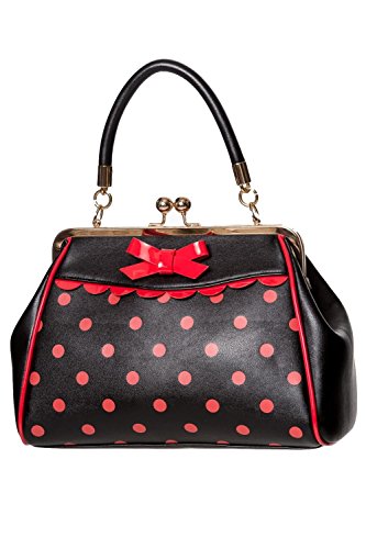 Banned Crazy Little Thing Vintage Bag 50er Jahre Rockabilly Polka Top Henkel Handtasche - Schwarz & Rot von Banned