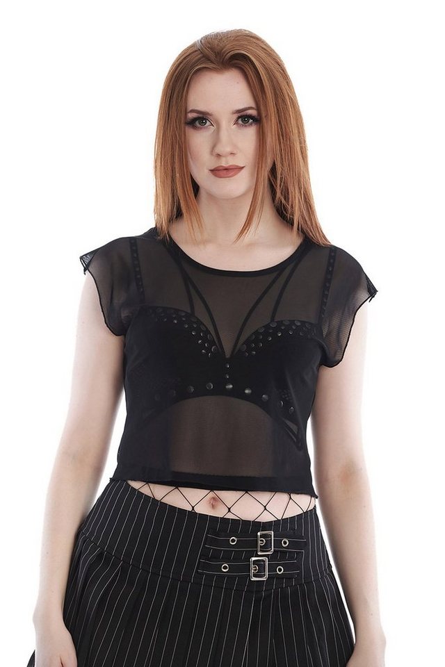 Banned Crop-Top Bauchfreies Oberteil Sinead Mesh Netz Bauchfrei von Banned