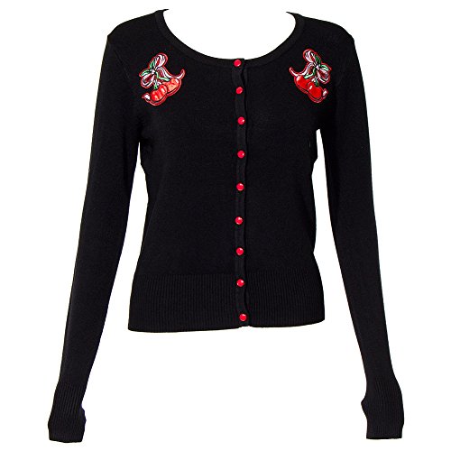 Banned Cute Cherry Cardigan (Schwarz) - Large von Banned Apparel