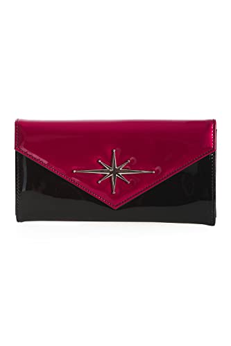 Banned Damen Geldbeutel »Dance The Night Lack« Stern Vintage Atomic Wallet One Size (Schwarz mit Weinrot) von Banned