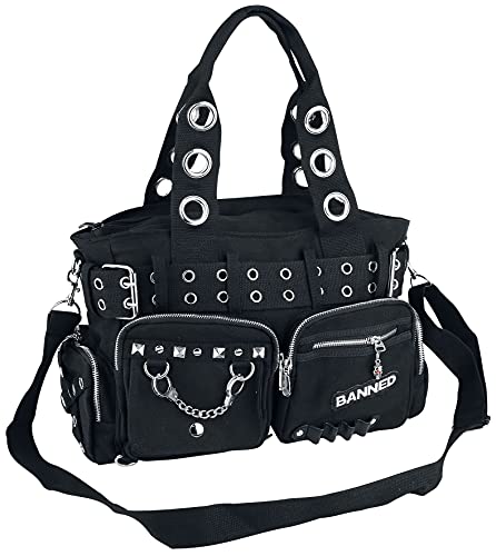 Banned Alternative Studds Frauen Handtasche schwarz 100% Baumwolle Rockwear von Banned