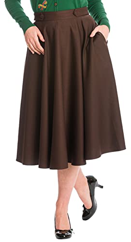 Banned Damen Rock »Di Di Plain« High Waist 50s Basic Teller Swing Skirt Braun S von Banned