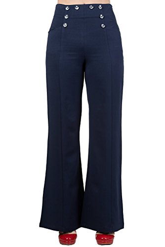 Banned Dancing Days by Marlenehose Stay AWHILE Trousers 4051 Blau XL von Banned