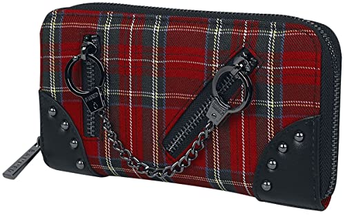 Banned Entangled Handschelle Brieftasche Tartan Schwarz Nieten Kunstleder Gotisch Punk Emo von Banned