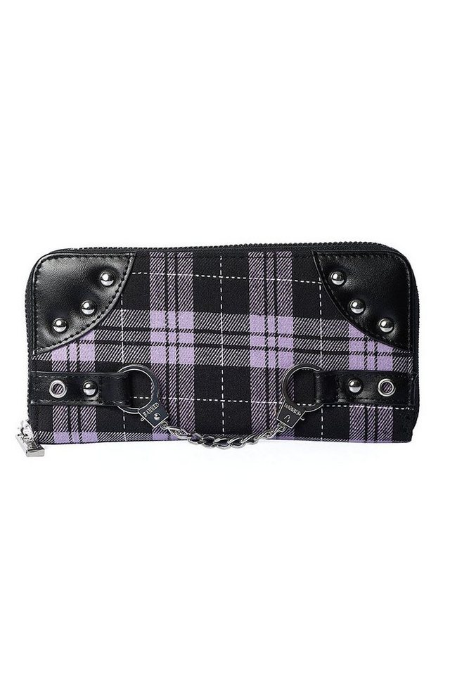 Banned Geldbörse Tartan Handcuff Lila, Handschellen Applikation von Banned