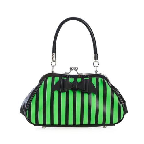 Banned Gestreifte Handtasche Kunstleder Night of Mystery Gestreift Gotisch, Grün, Einheitsgröße von Banned