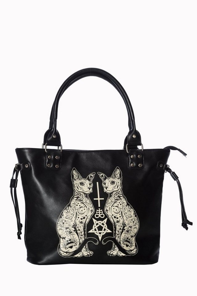 Banned Handtasche Esoteric Cat, Okkult Katzen Print von Banned