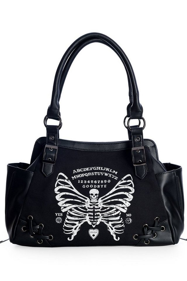 Banned Handtasche Skeleton Butterfly, Skelett Schmetterling Print von Banned