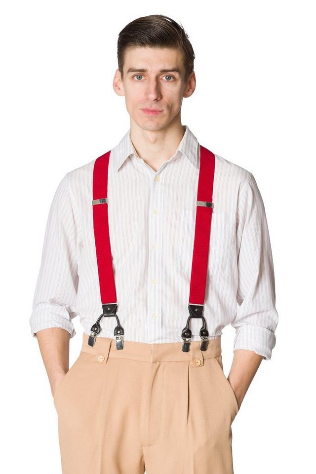 Banned Hosenträger Jefferson Braces Rot Vintage Y-Form Retro Austauschbare Knopfverschlüsse von Banned
