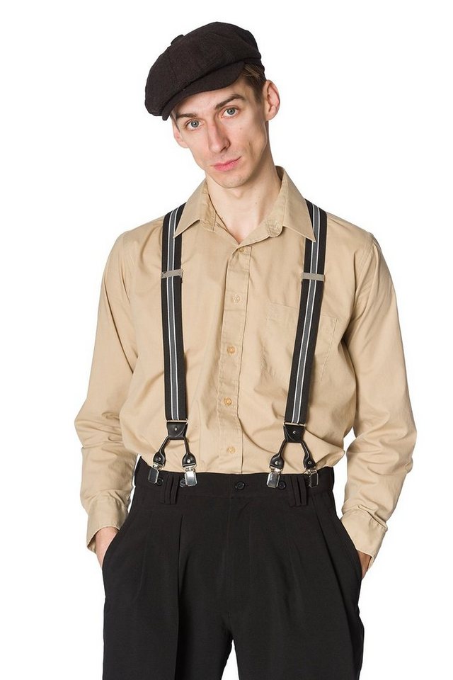 Banned Hosenträger Nicholas Braces Schwarz Vintage Y-Form Retro Austauschbare Knopfverschlüsse von Banned