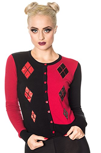 Banned Juno Cardigan (Schwarz/Rot) - Medium von Banned