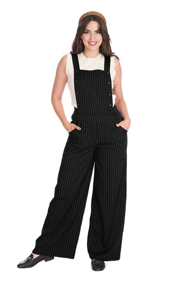 Banned Latzhose Stripe Sail Retro Vintage Nadelstreifen Dungaree von Banned